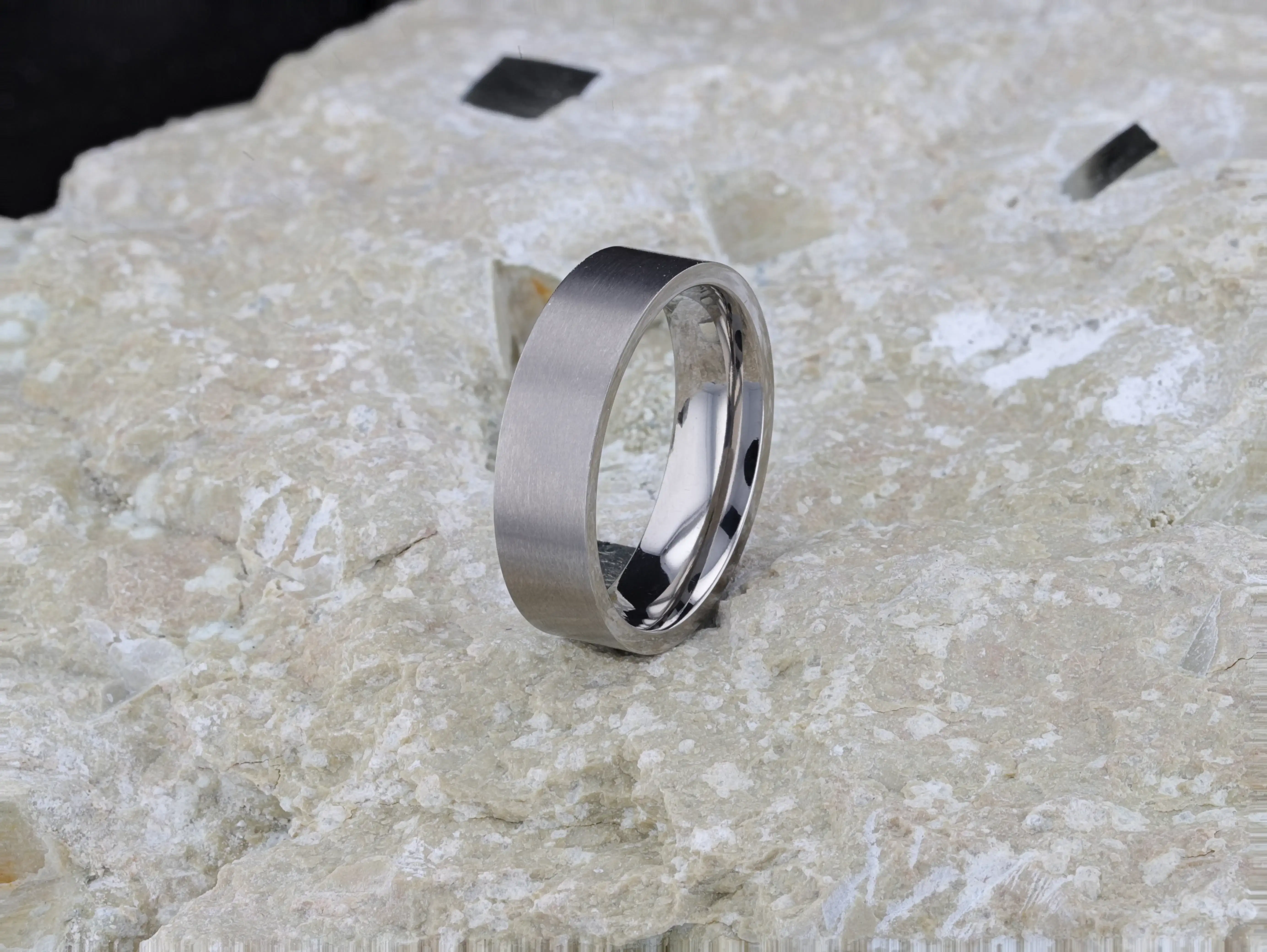 SOLAR Flat Profile Brushed Finish Men’s Titanium Wedding Band – 6mm & 8mm - Image 6