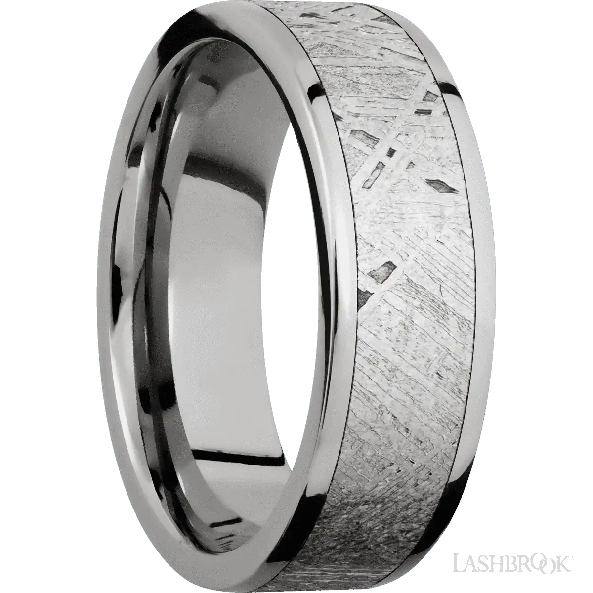 SOLSTICE Flat Titanium Ring with Meteorite Inlay by Lashbrook Designs - 7 mm - Image 2