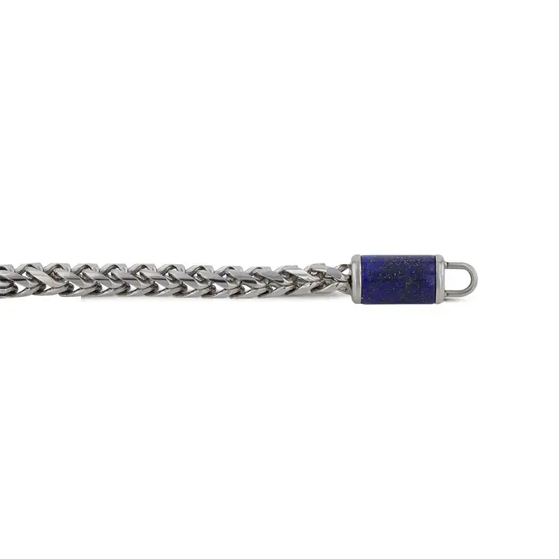 Stainless Steel Bracelet With Lapis Inlay - 9 Inch - Image 4