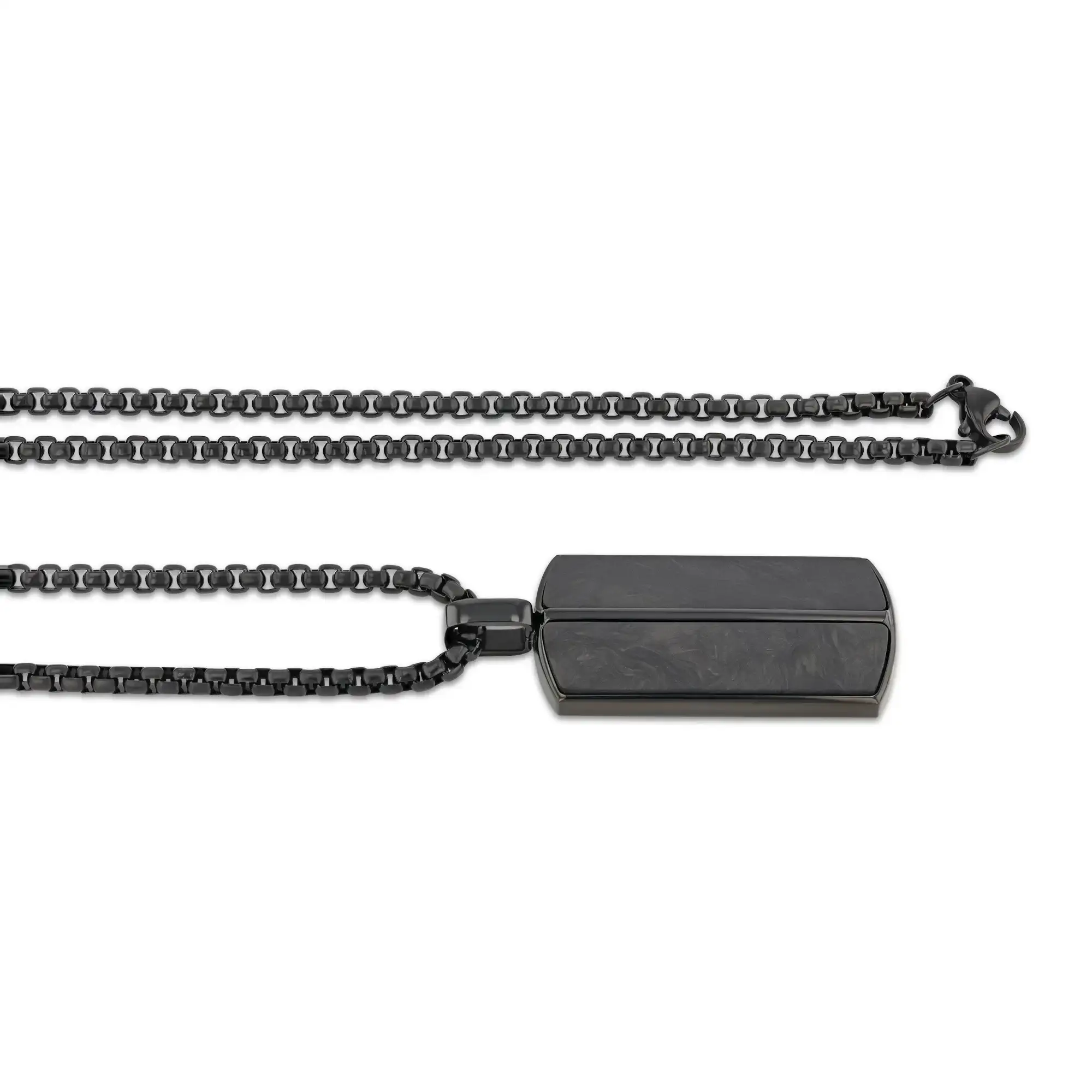 Black Stainless Steel Pendant with Carbon Fiber Inlays and 22-Inch Chain - Image 3