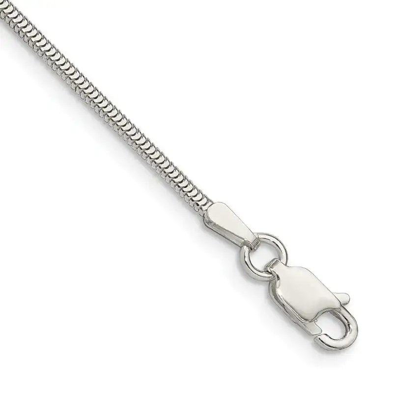 Sterling Silver 1.5mm Diamond-cut Flat Snake Chain Bracelet
