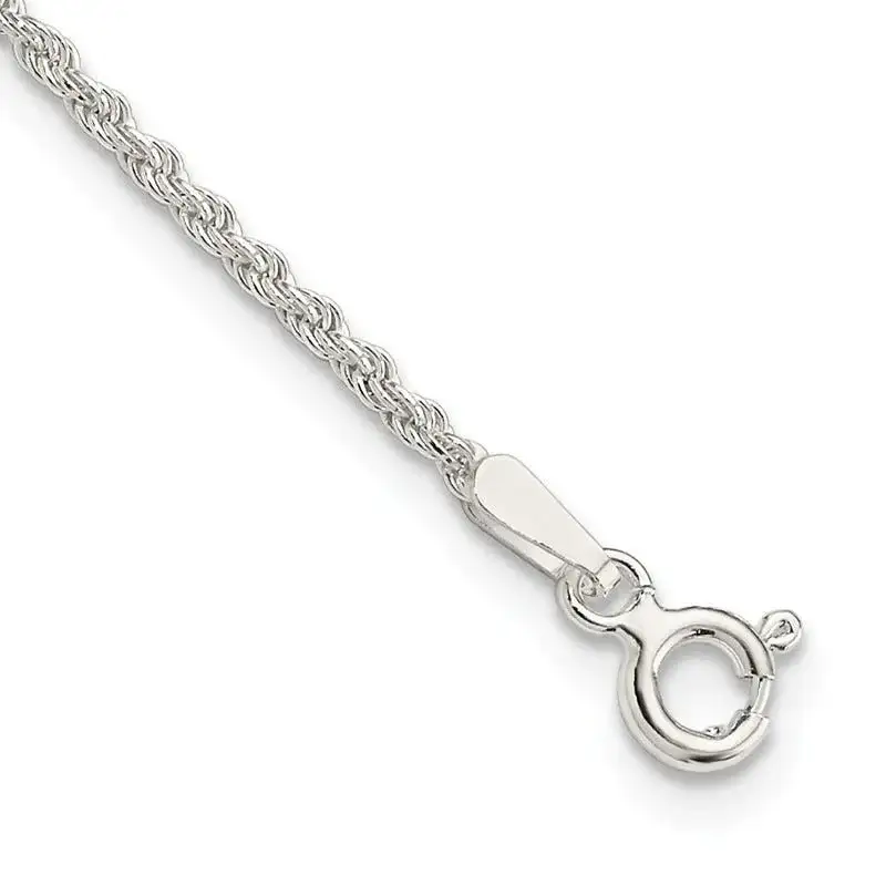 Sterling Silver 1.5mm Solid Rope Chain Bracelet