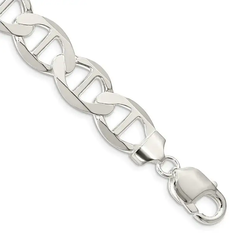 Sterling Silver 12.3mm Flat Anchor Chain Bracelet