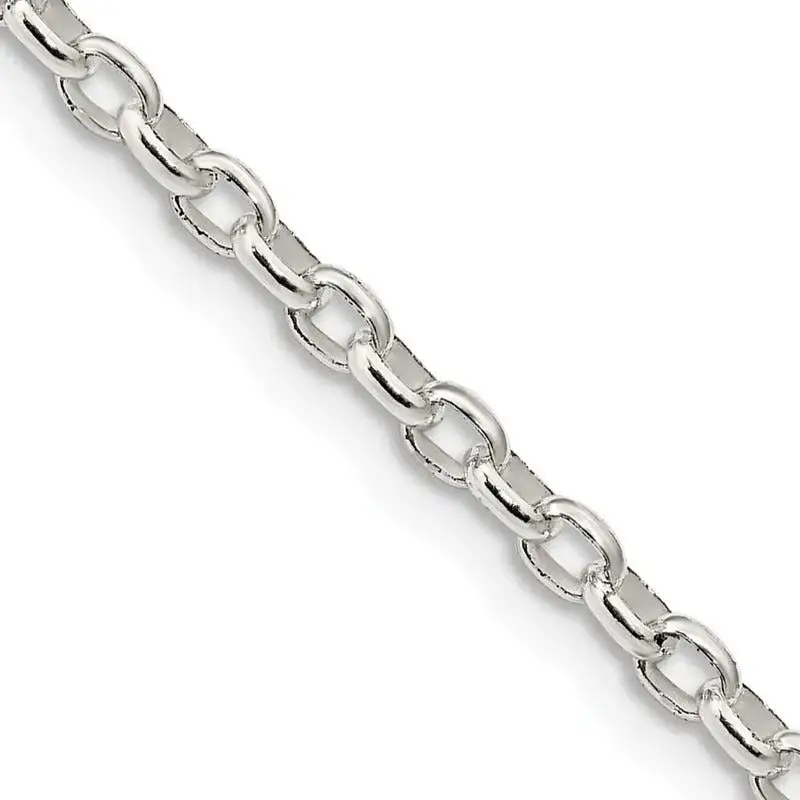 Sterling Silver 2.75mm Oval Fancy Rolo Chain Necklace