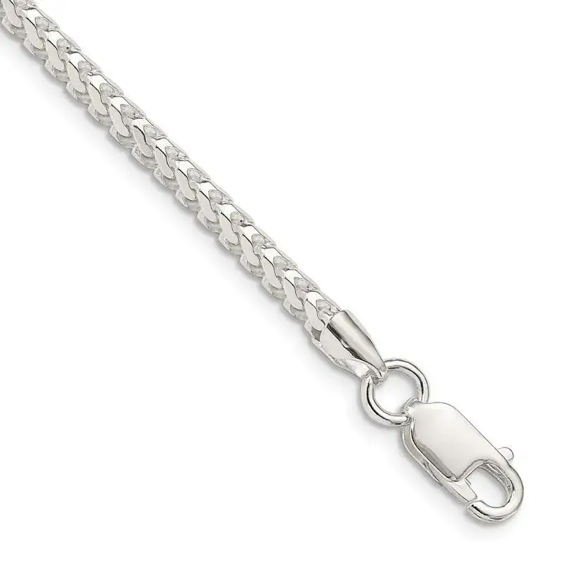 Sterling Silver 3.4mm D/C Square Franco Chain Bracelet