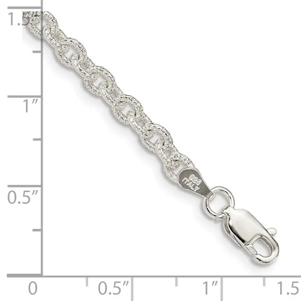 Sterling Silver 3.75mm Fancy Rolo Chain Bracelet - Image 3