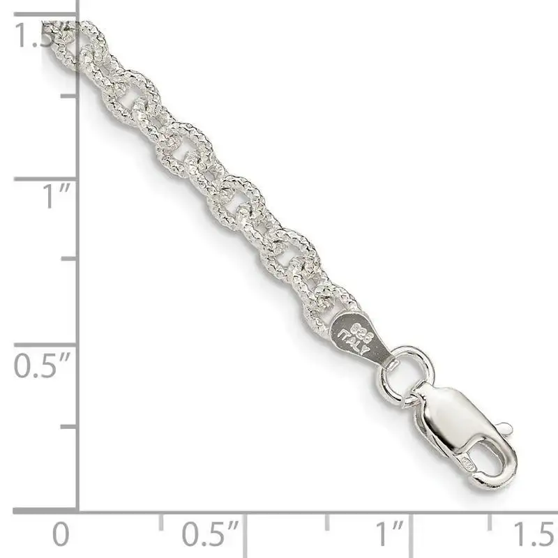 Sterling Silver 3.75mm Fancy Rolo Chain Bracelet - Image 4