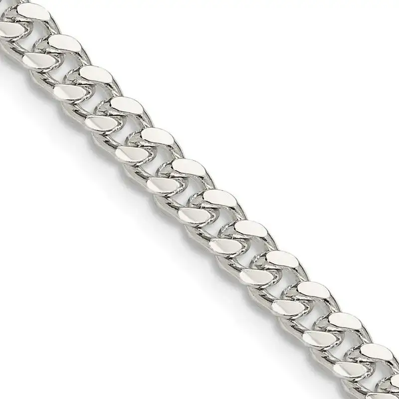 Sterling Silver 4mm Domed w/ Side D/C Curb Chain Necklace