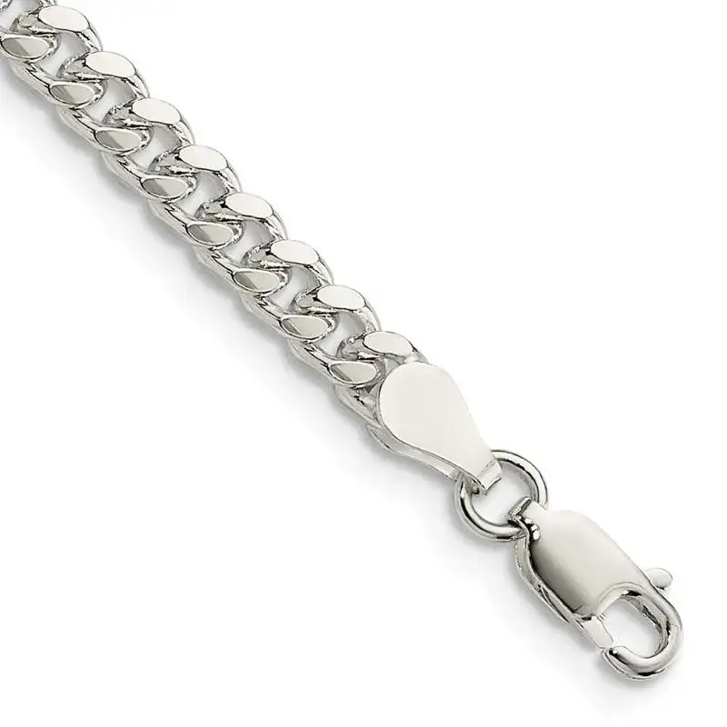 Sterling Silver 4mm Domed w/ Side D/C Curb Chain Bracelet