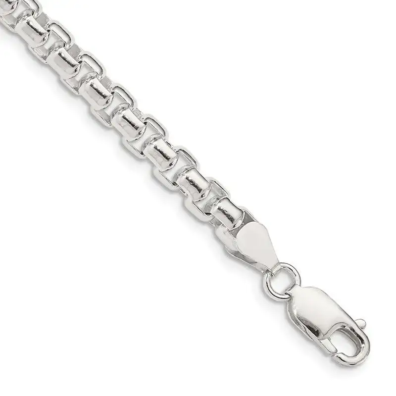 Sterling Silver 5.2mm Round Box Chain Bracelet