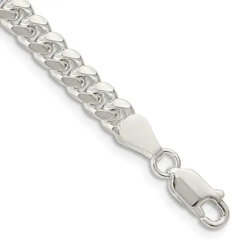 Sterling Silver 5mm Domed w/ Side D/C Curb Chain Bracelet