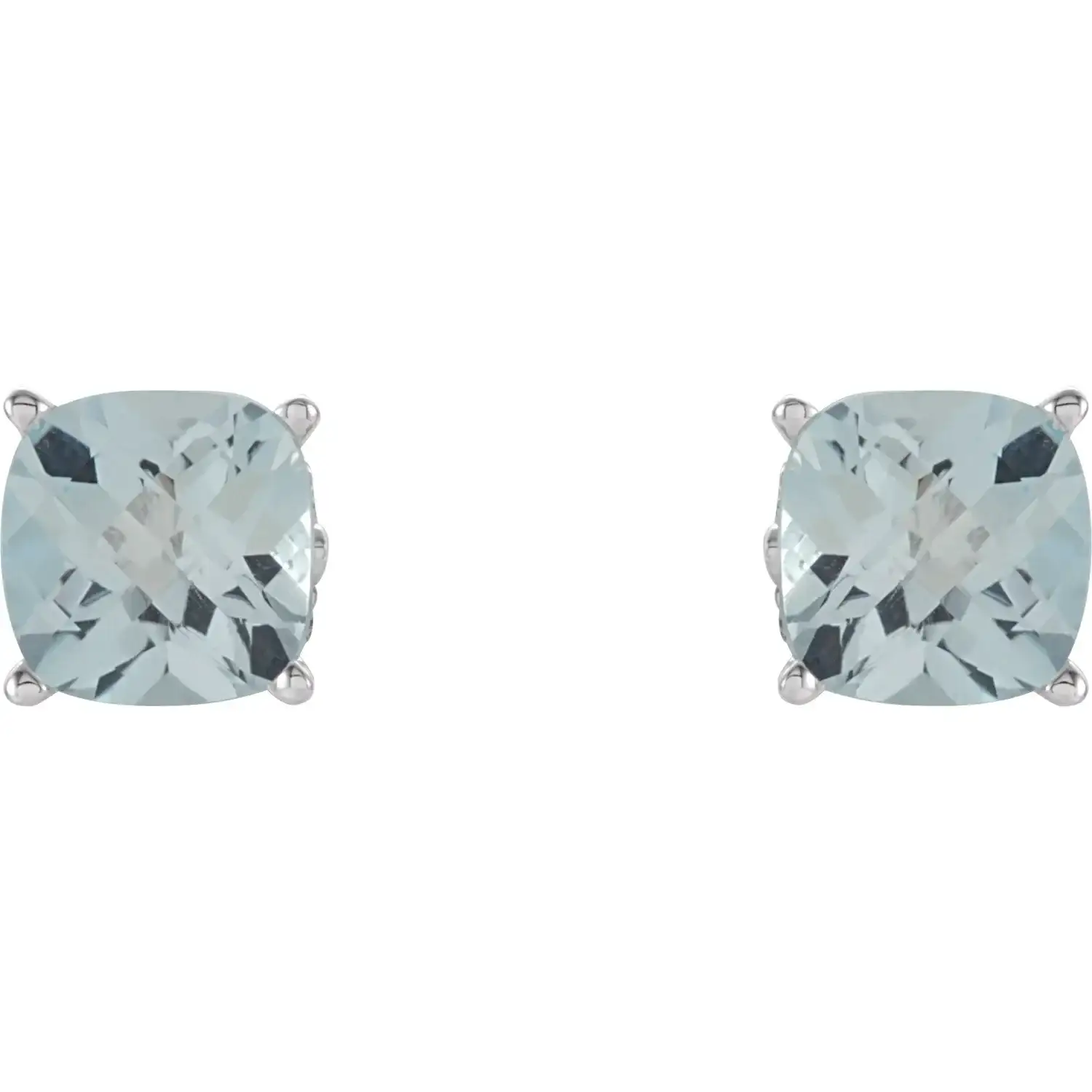 Sterling Silver 5x5 mm Cushion Natural Sky Blue Topaz Earrings - Image 2
