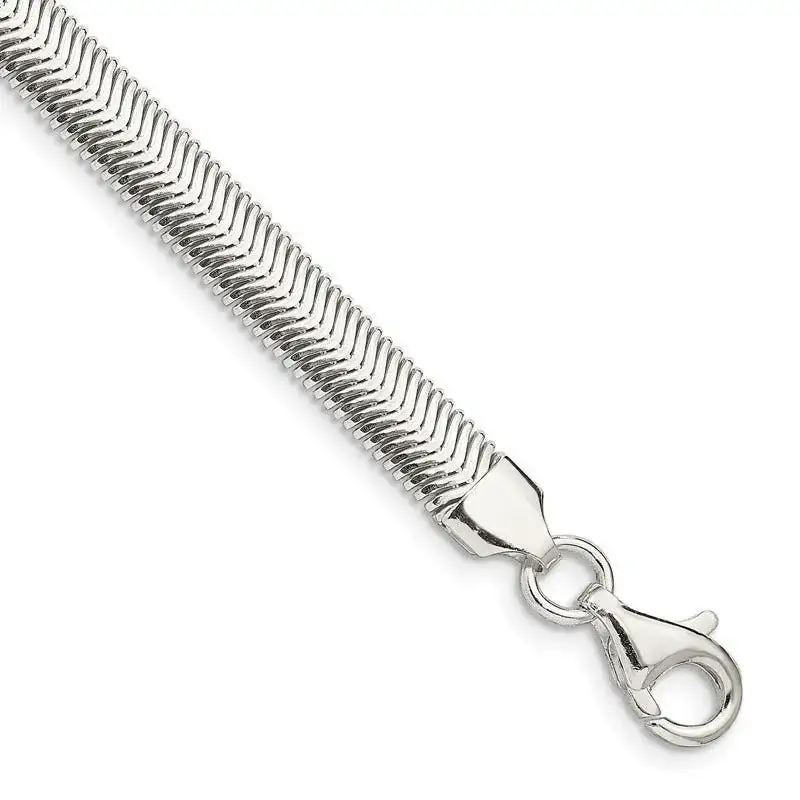 Sterling Silver 6.25mm Flat Oval Snake Chain Bracelet