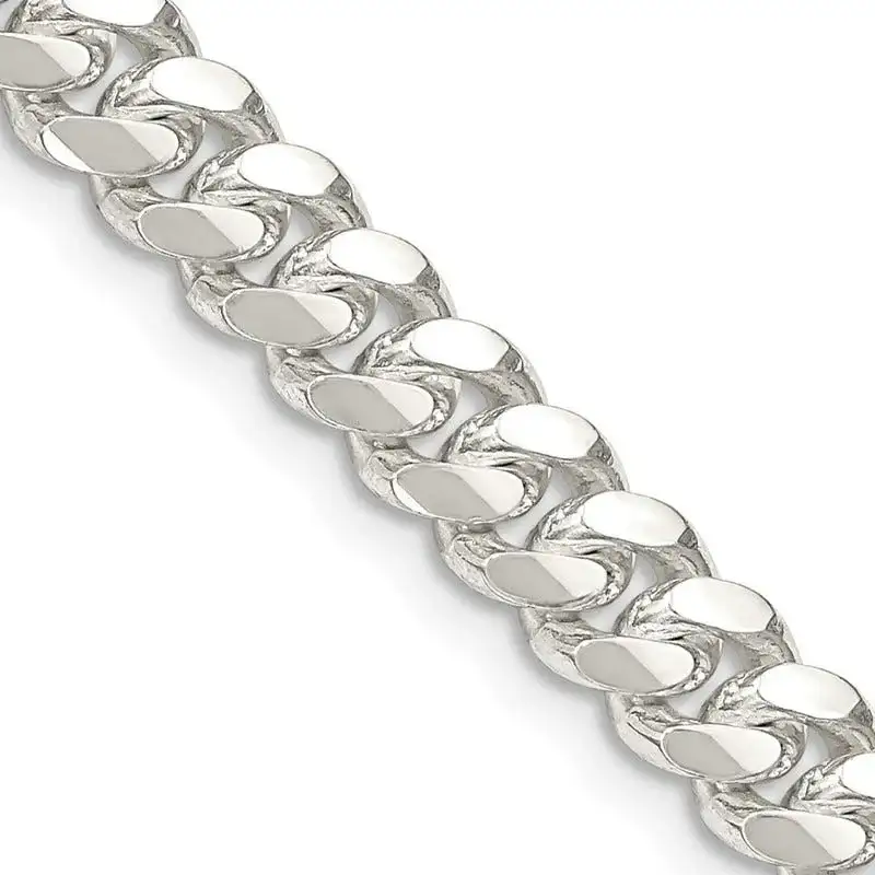 Sterling Silver 6.4mm Polished Domed Curb Chain Necklace