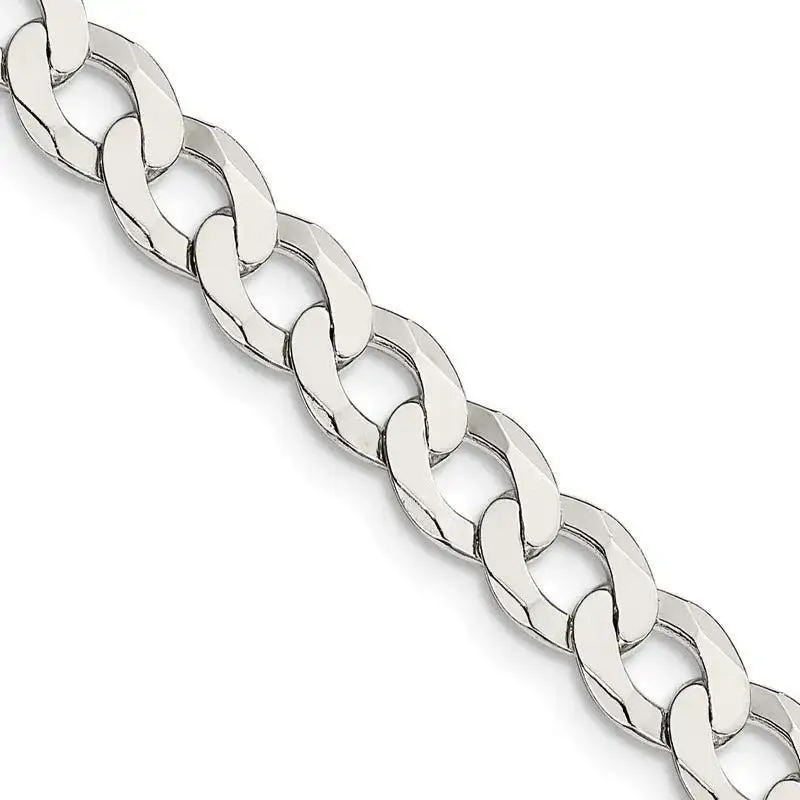Sterling Silver 6.8mm Flat Curb Chain Necklace