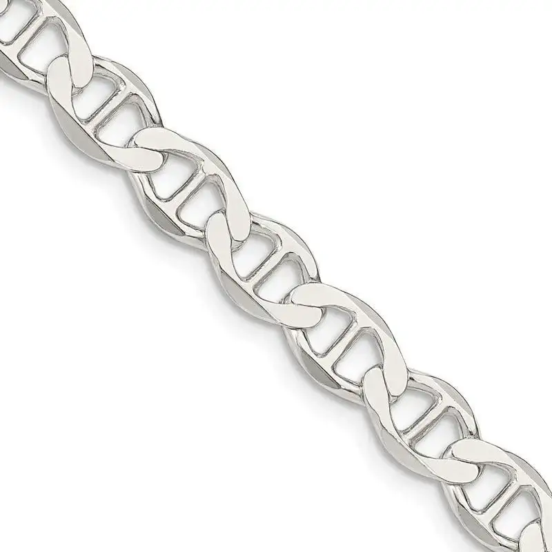 Sterling Silver 7.1mm Flat Anchor Chain Necklace