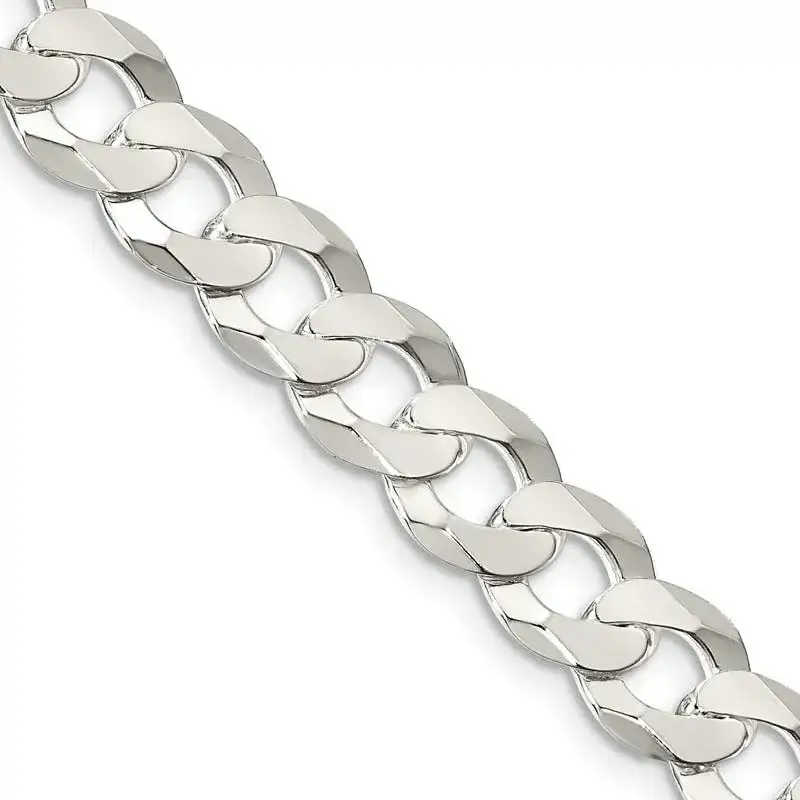 Sterling Silver 8.5mm Flat Curb Chain Necklace
