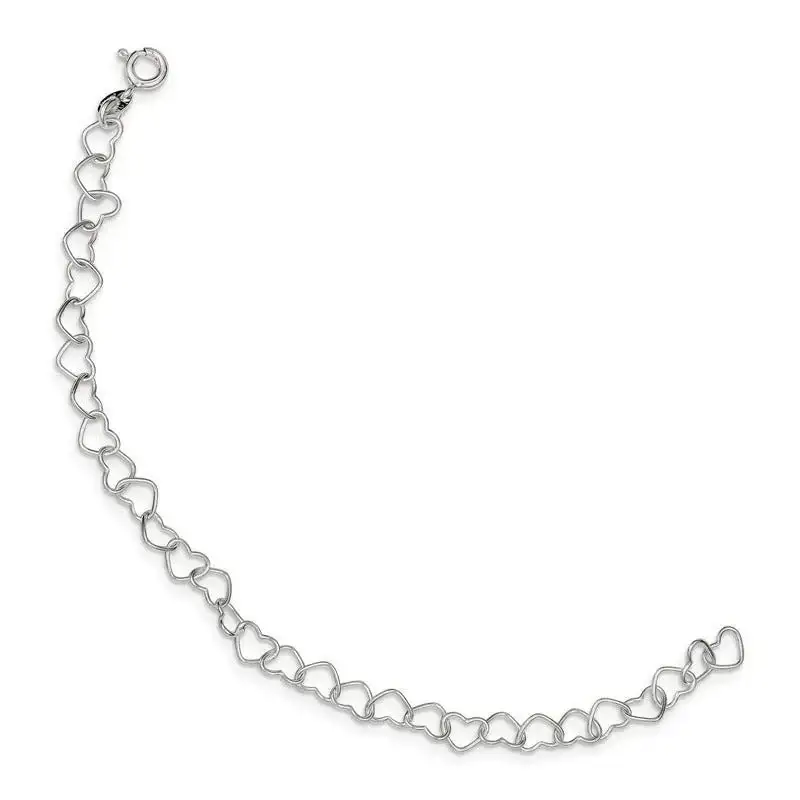 Sterling Silver 8inch Polished Fancy Heart Link Bracelet - Image 2