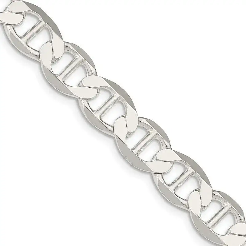 Sterling Silver 9.95mm Flat Anchor Chain Necklace