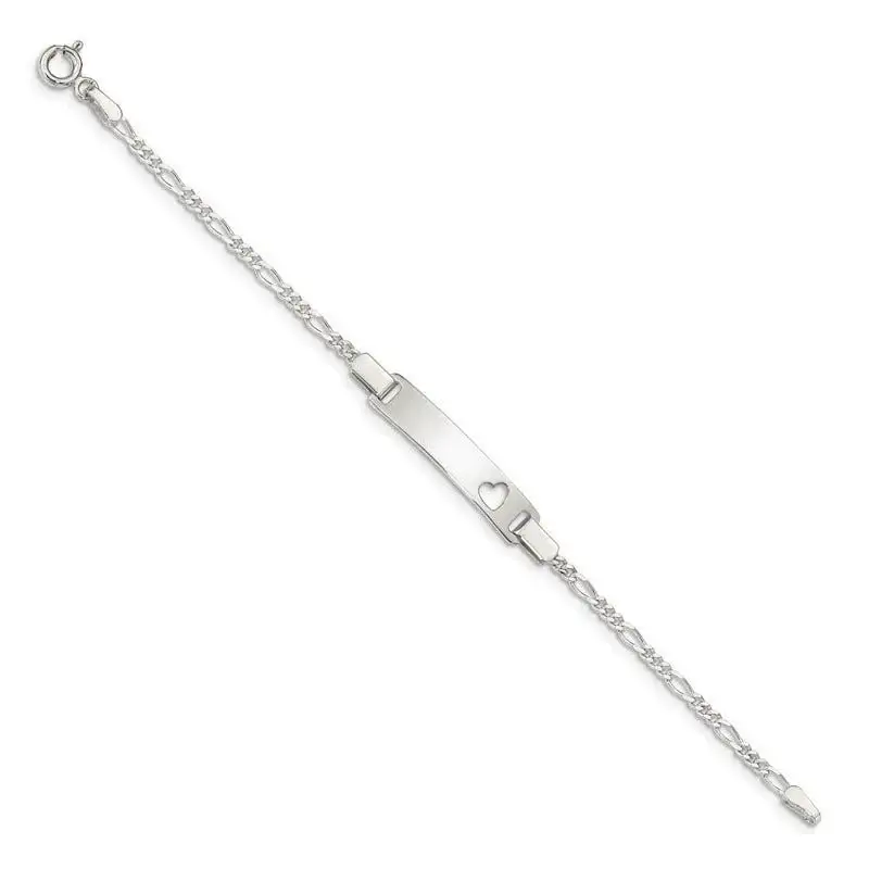 Sterling Silver Baby ID with Cut-out Heart Bracelet - Image 2