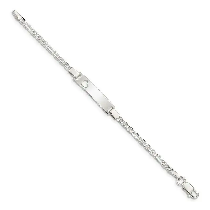 Sterling Silver Baby ID with Cut-out Heart Bracelet - Image 2