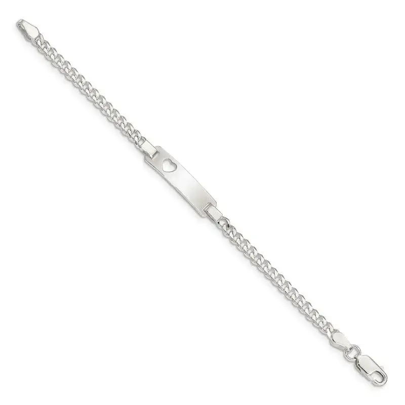 Sterling Silver Baby ID with Cut-out Heart Bracelet - Image 2