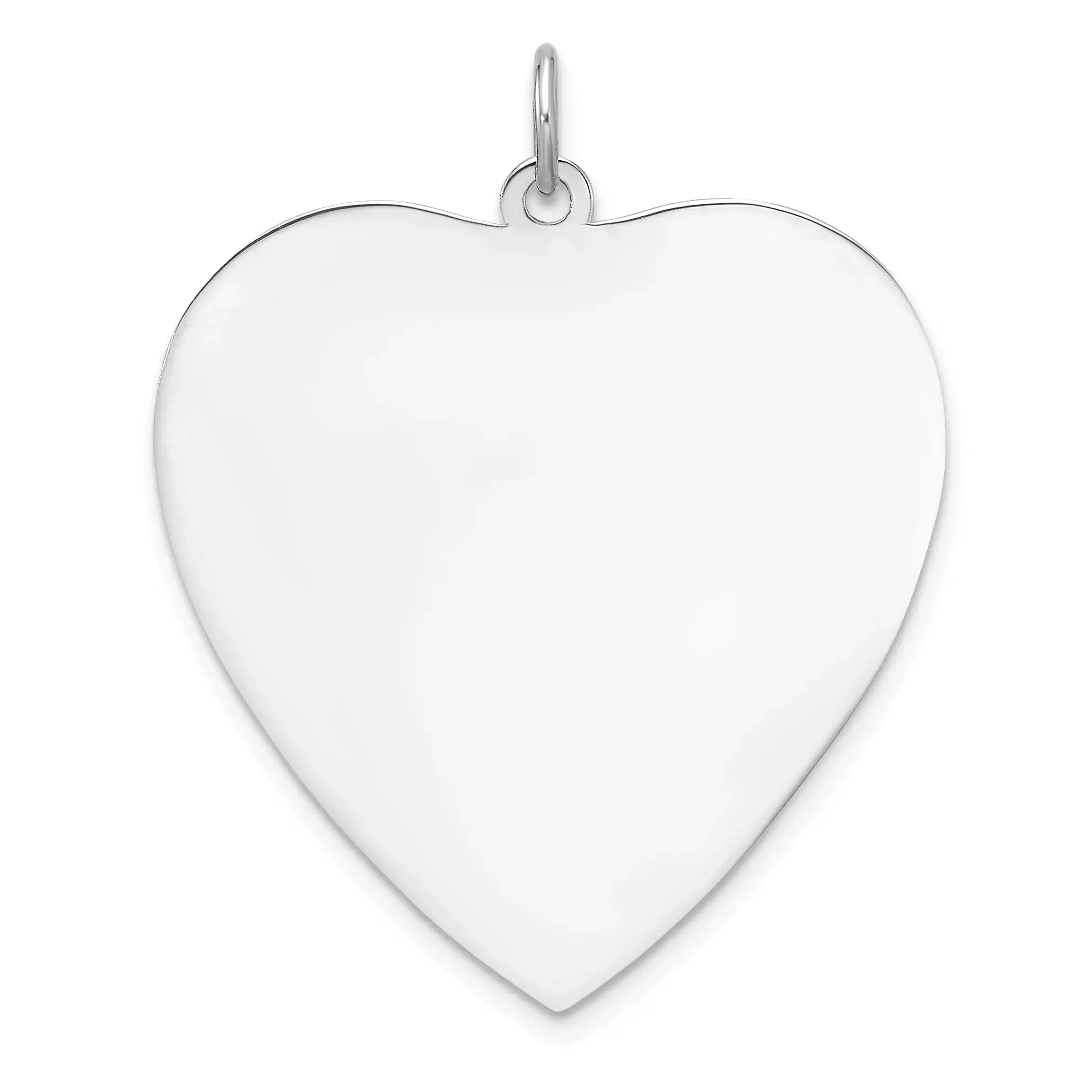 Sterling Silver Engravable Heart Polished Front Satin Back Disc Charm