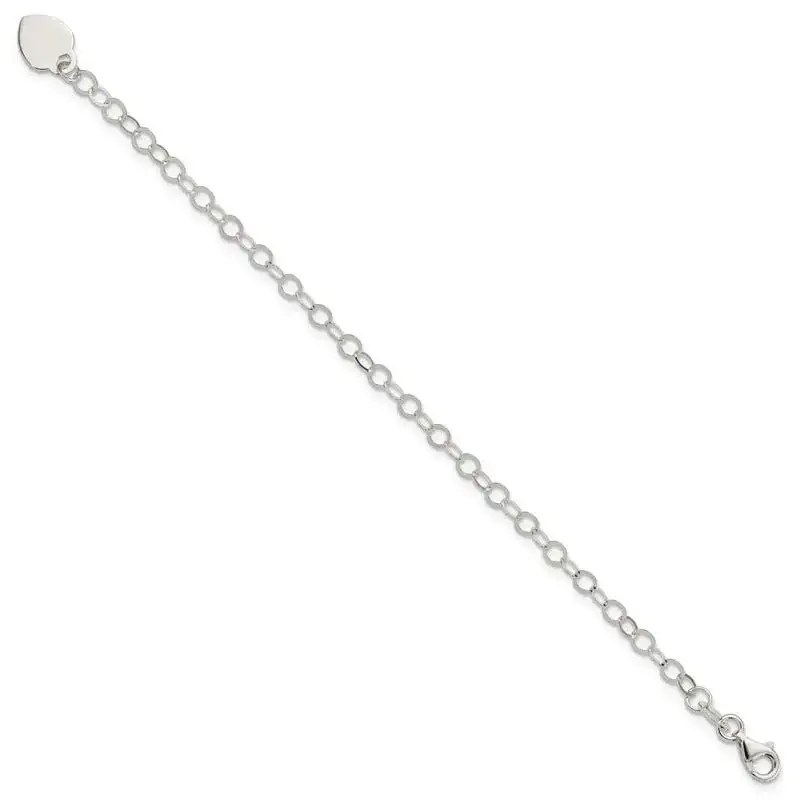 Sterling Silver Engraveable Heart Charm Bracelet - Image 2