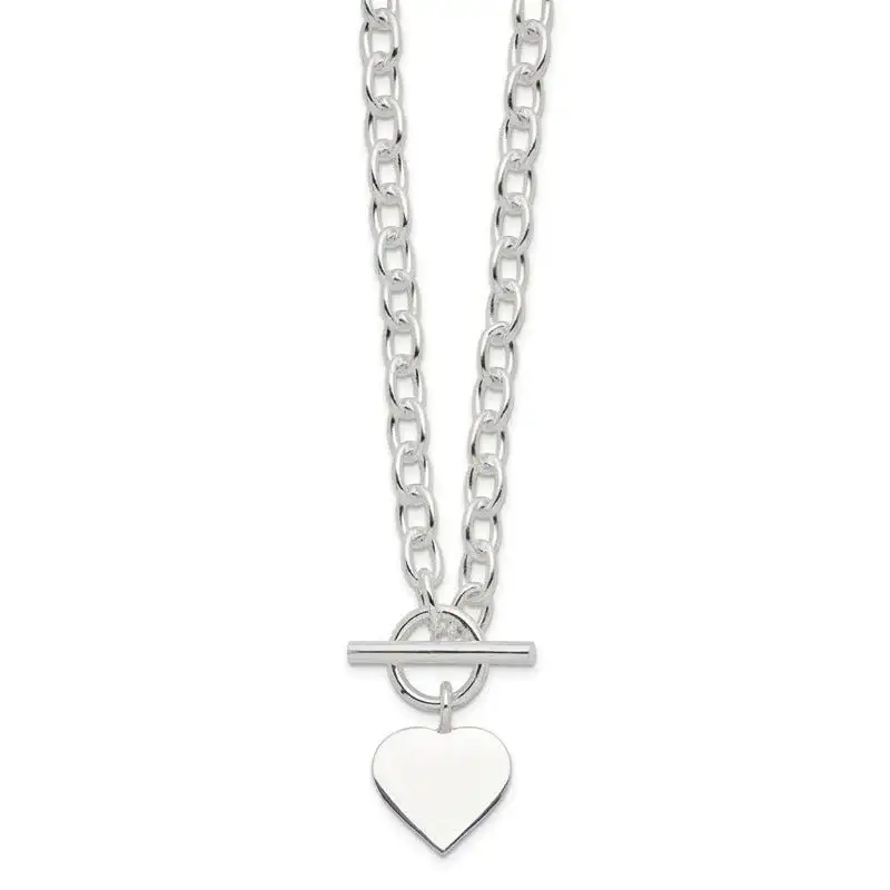 Sterling Silver Engraveable Heart Necklace - Image 2