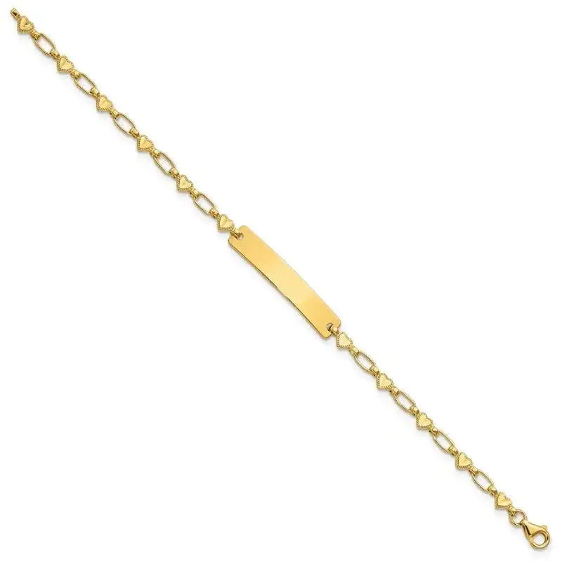 Sterling Silver Gold-tone 6.5 inch Hearts Children's ID Bracelet - Image 2