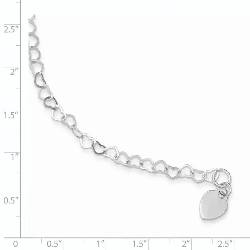 Sterling Silver Heart Link Childs Bracelet - Image 2
