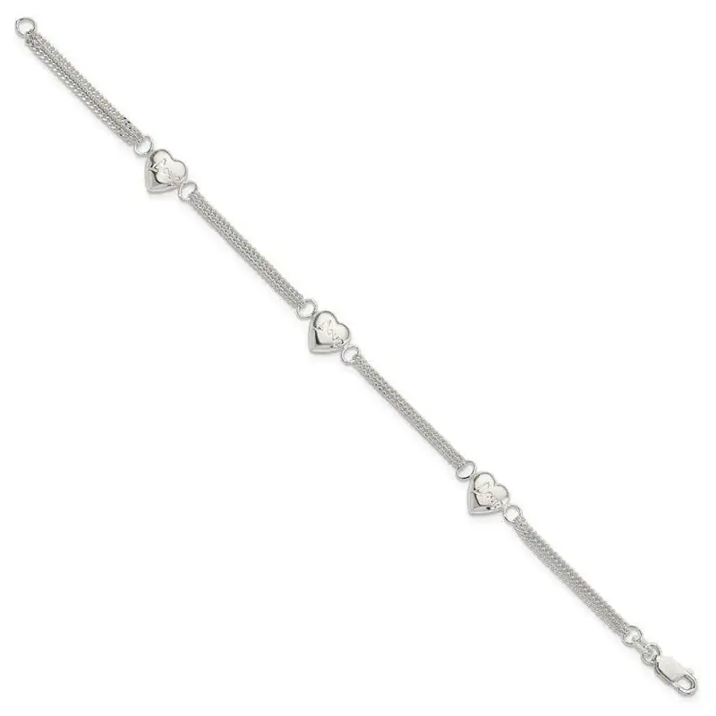 Sterling Silver Heart with Love Bracelet - Image 2