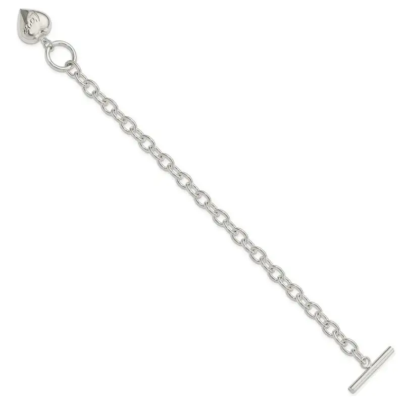 Sterling Silver LOVE Puffed Heart Charm Bracelet - Image 2