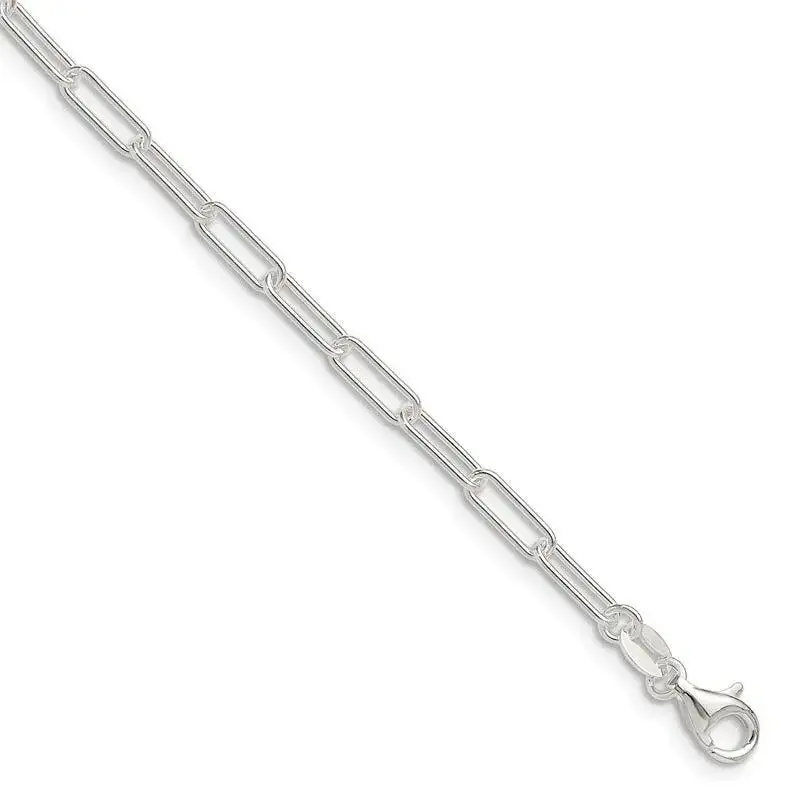 Sterling Silver Polished 3mm Elongated Cable Chain Bracelet