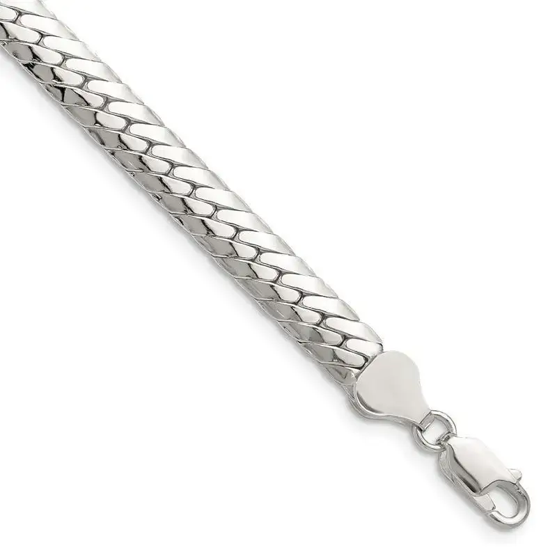 Sterling Silver Polished 6.25mm Double Oval Flat Chain Bracelet