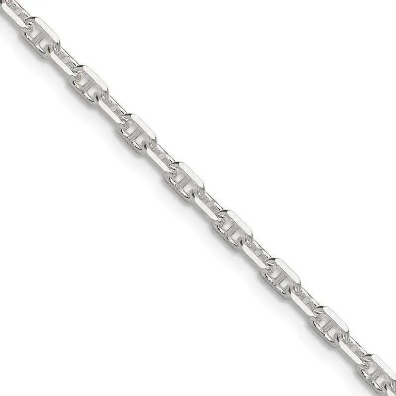 Sterling Silver Polished and D/C 3mm Marine Link Chain Necklace