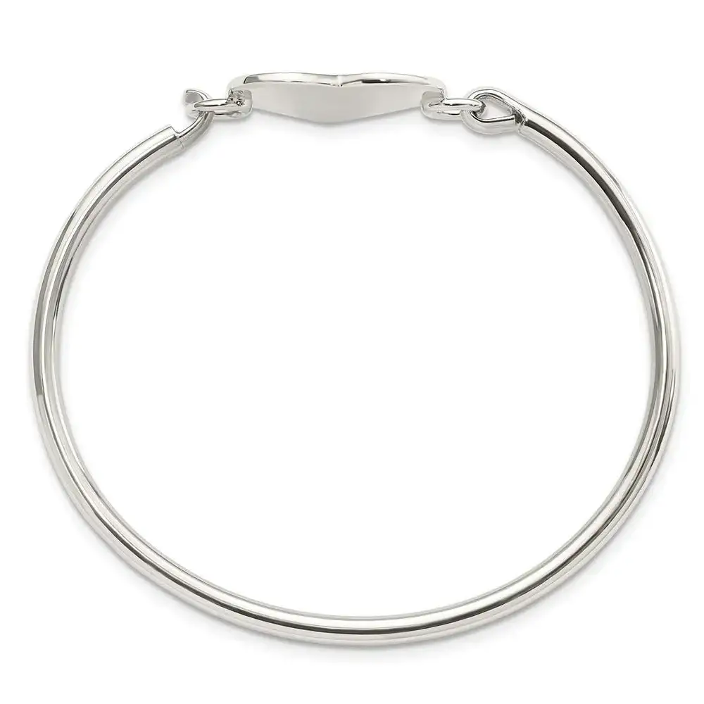 Sterling Silver Polished Engravable Heart Bangle - Image 3