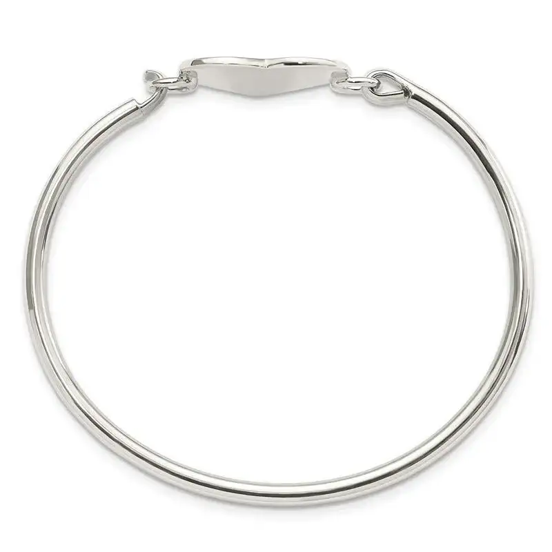 Sterling Silver Polished Engravable Heart Bangle - Image 4