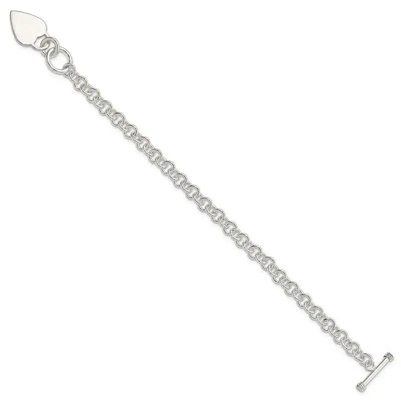 Sterling Silver Polished Heart Bracelet - Image 2