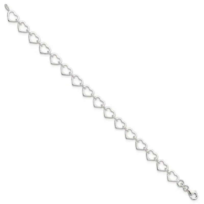 Sterling Silver Polished Heart Bracelet - Image 2