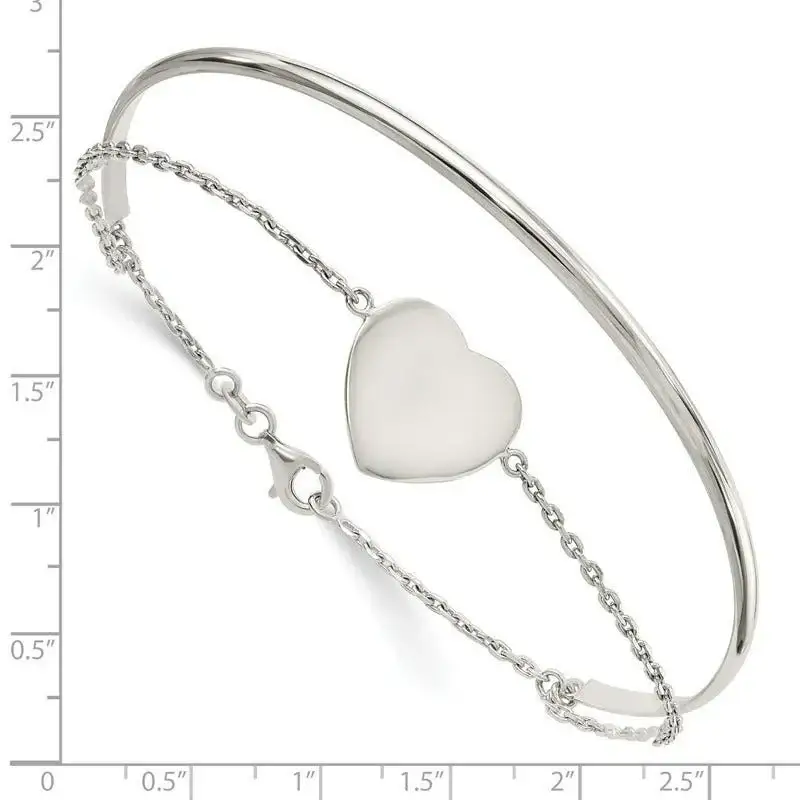Sterling Silver Polished Heart Ring and Bangle - Image 2