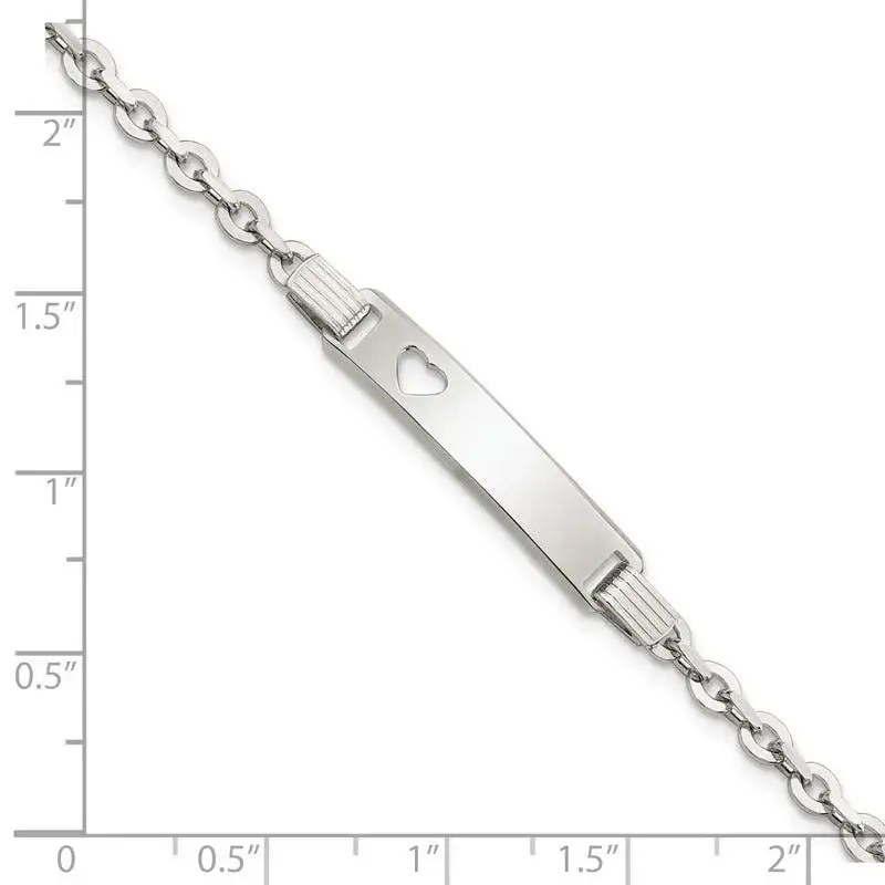Sterling Silver Polished ID W/Heart Bracelet - Image 2