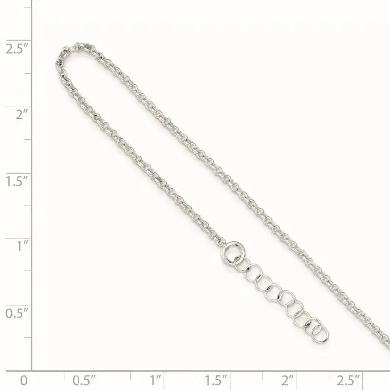 Sterling Silver Polished Rolo Chain with 1in ext. Anklet - Image 2