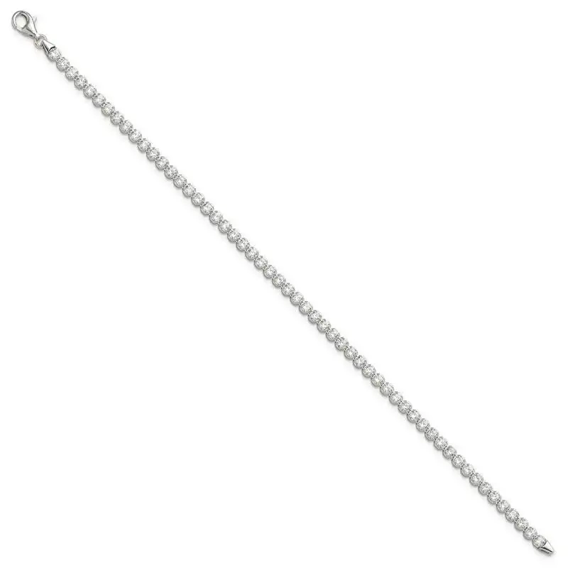 Sterling Silver Rhodium-plated 3.5mm Round CZ 7.5in Tennis Bracelet - Image 2