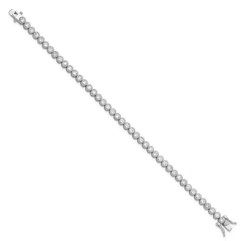 Sterling Silver Rhodium-plated 4mm Round CZ 7.5in Tennis Bracelet - Image 2