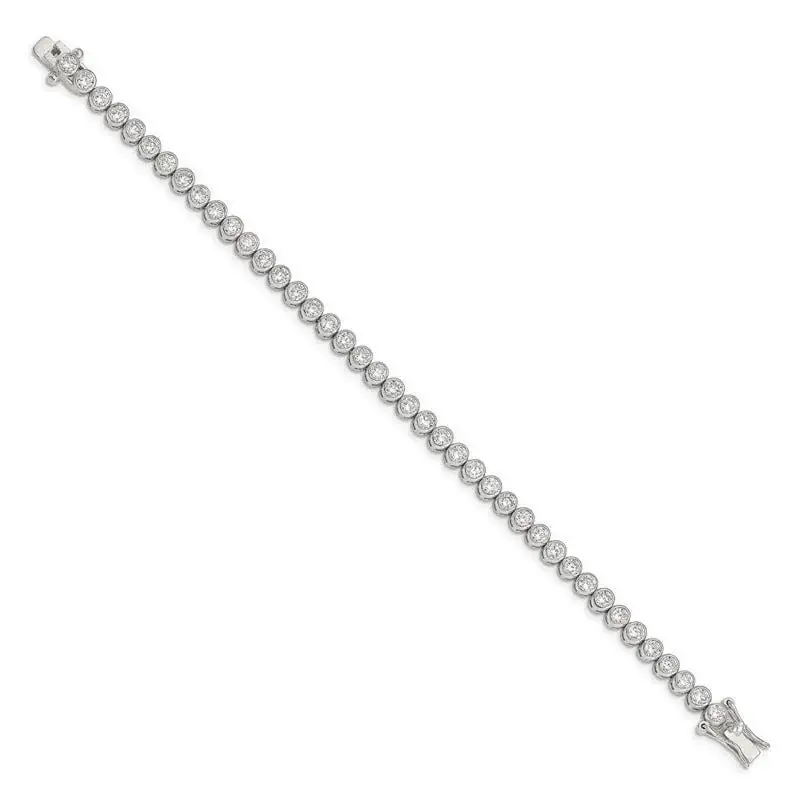 Sterling Silver Rhodium-plated CZ 7 inch Tennis Bracelet - Image 2