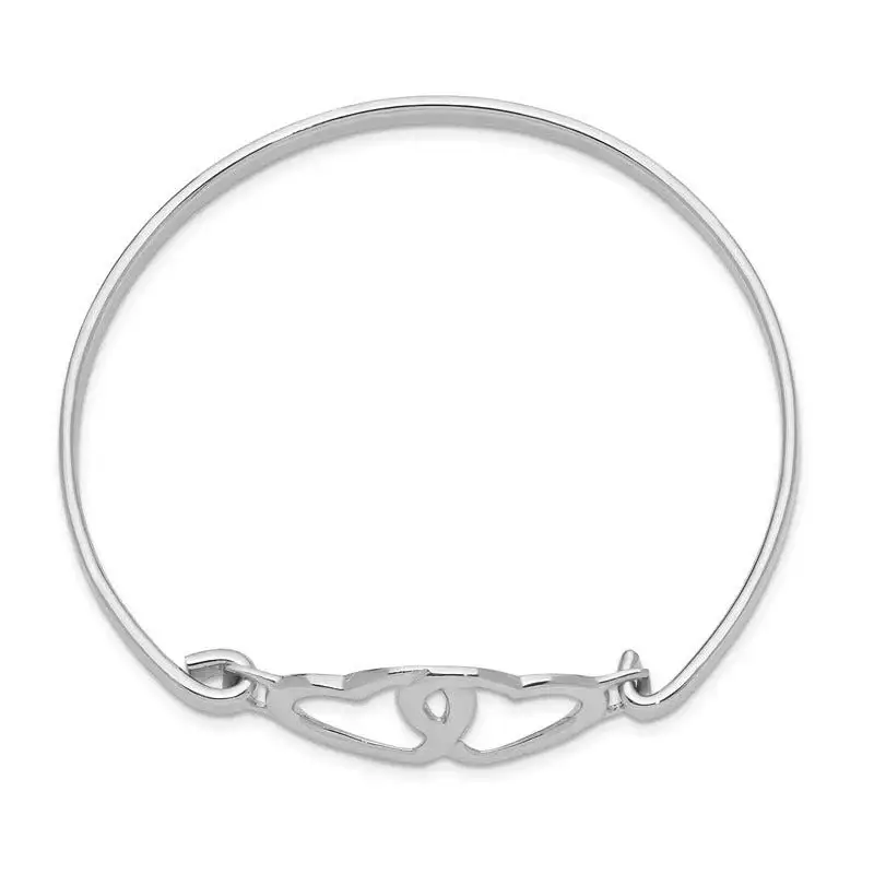 Sterling Silver Rhodium-plated Heart Bangle - Image 4