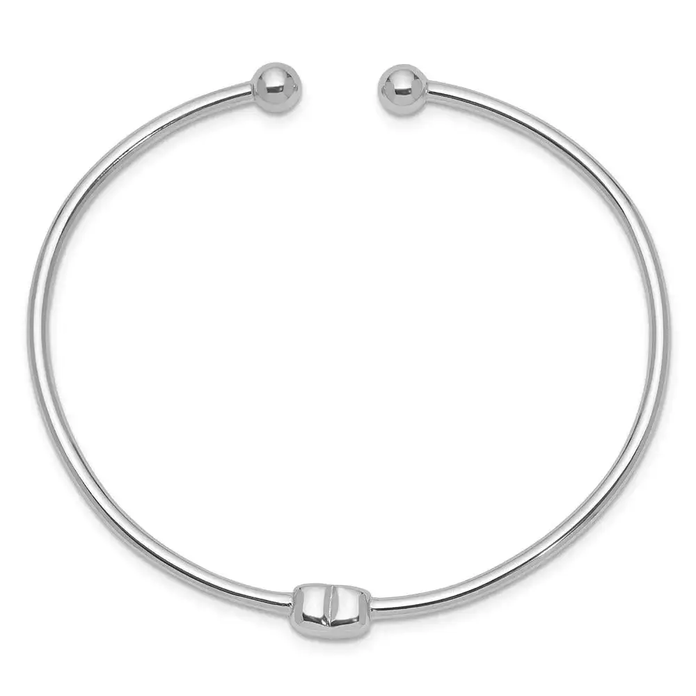 Sterling Silver Rhodium-plated Heart Cuff Bangle - Image 3