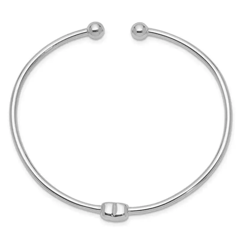 Sterling Silver Rhodium-plated Heart Cuff Bangle - Image 4