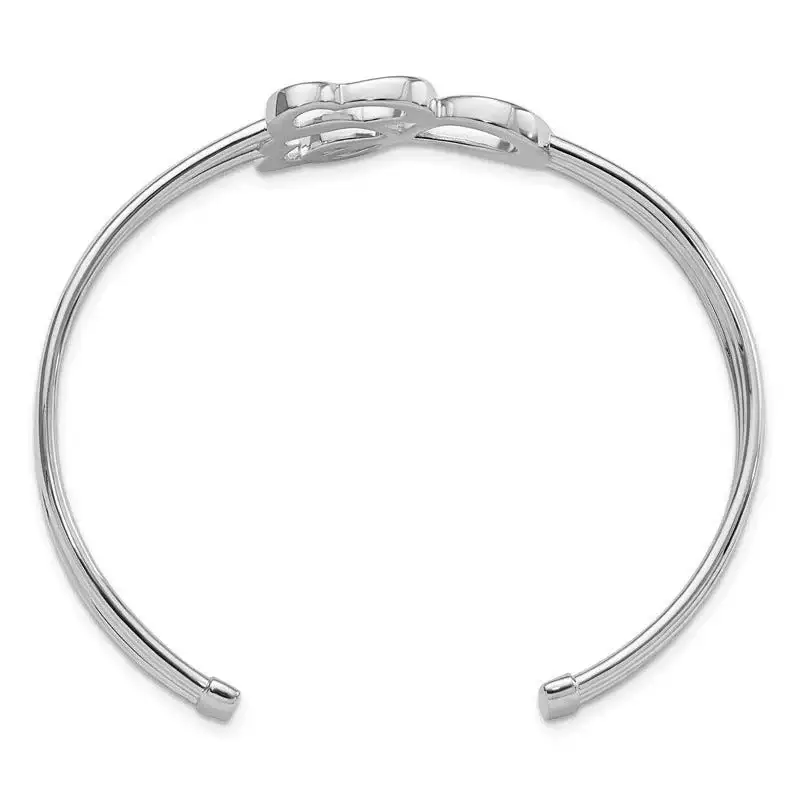 Sterling Silver Rhodium-plated Hearts and Infinity Cuff Bangle - Image 4